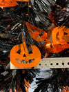 Tinsel Garland Pumpkin Face Novelty Halloween Themed Décor 9 Feet