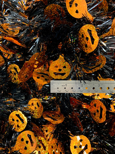 Tinsel Garland Pumpkin Face Novelty Halloween Themed Décor 15 Feet