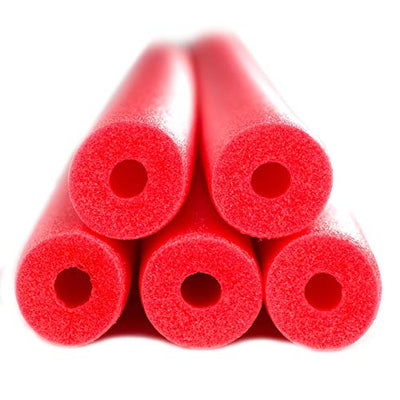 FixFind Bright Red 52 Inch Pool Swim Noodle 5 Pack